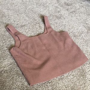Brown Ribbed Summer Crop Top